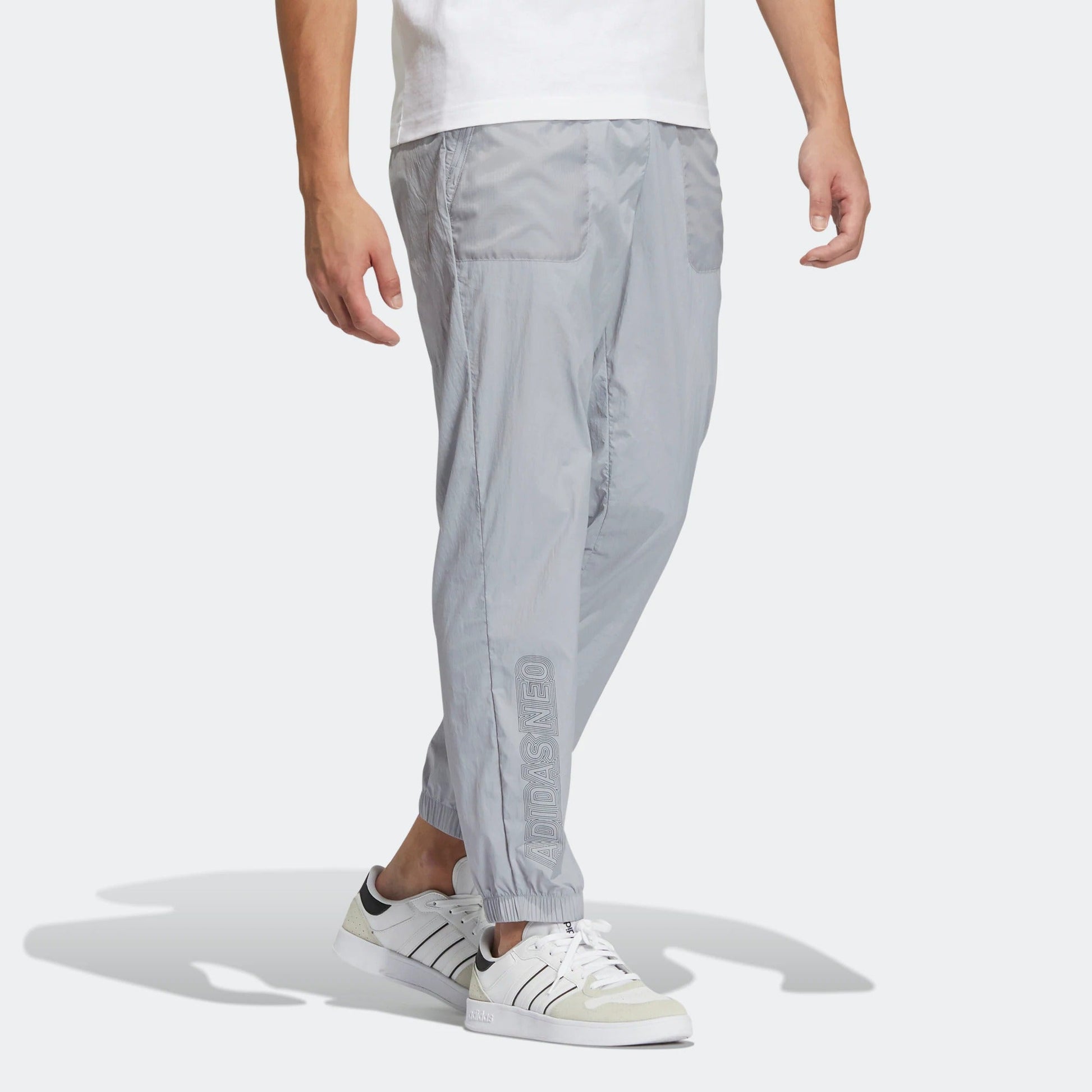 Men's adidas neo SW BRD WVN TP Athleisure Casual Sports Long Pants/Trousers Silver Gray HC9706