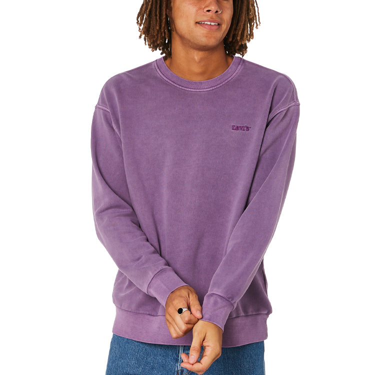 Men's Levis Round Neck Embroidered Long Sleeves Dark Purple 87466-0001