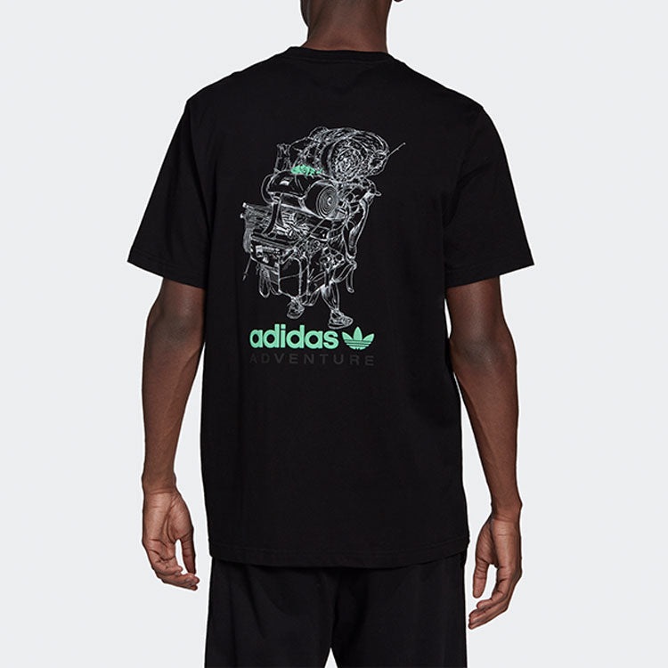 adidas originals Pckalot Tee Retro Printing Sports Round Neck Short Sleeve Black HF4762