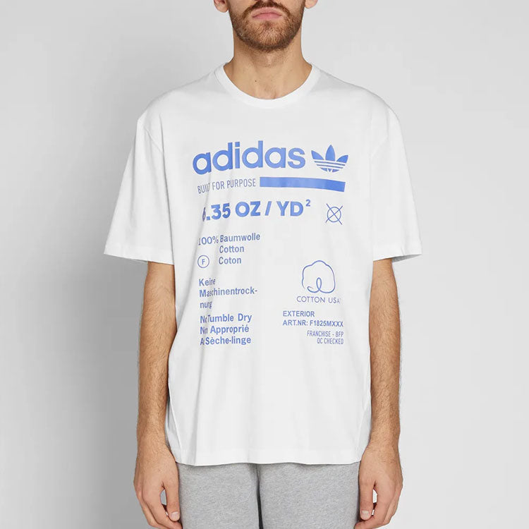 adidas originals Kaval Alphabet Printing Short Sleeve White DM1485