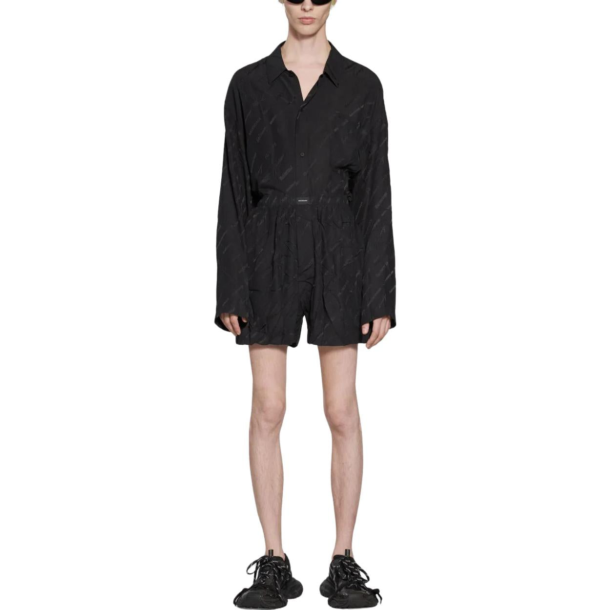Balenciaga Logo-Print Pyjama Shorts 'Black' 719975TON041000