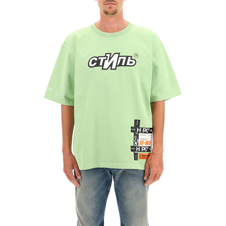 HERON PRESTON FW21 CTNMB Logo T-shirt 'Green White' HMAA025F21JER0025501