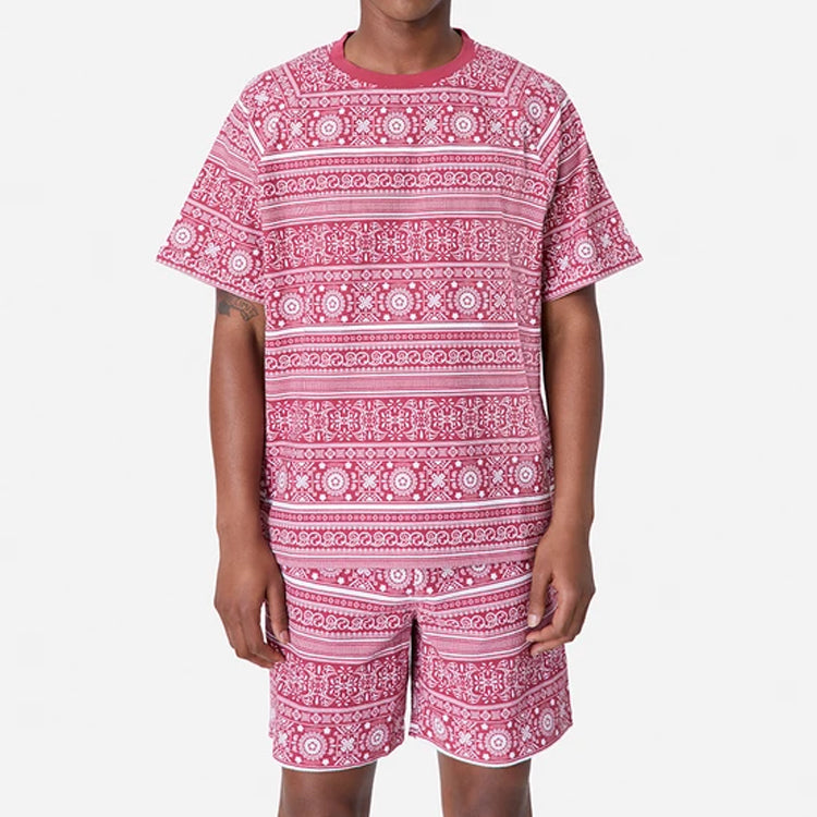 KITH Moroccan Print Seersucker Howard Printing Short Sleeve Unisex Red KH3686-110
