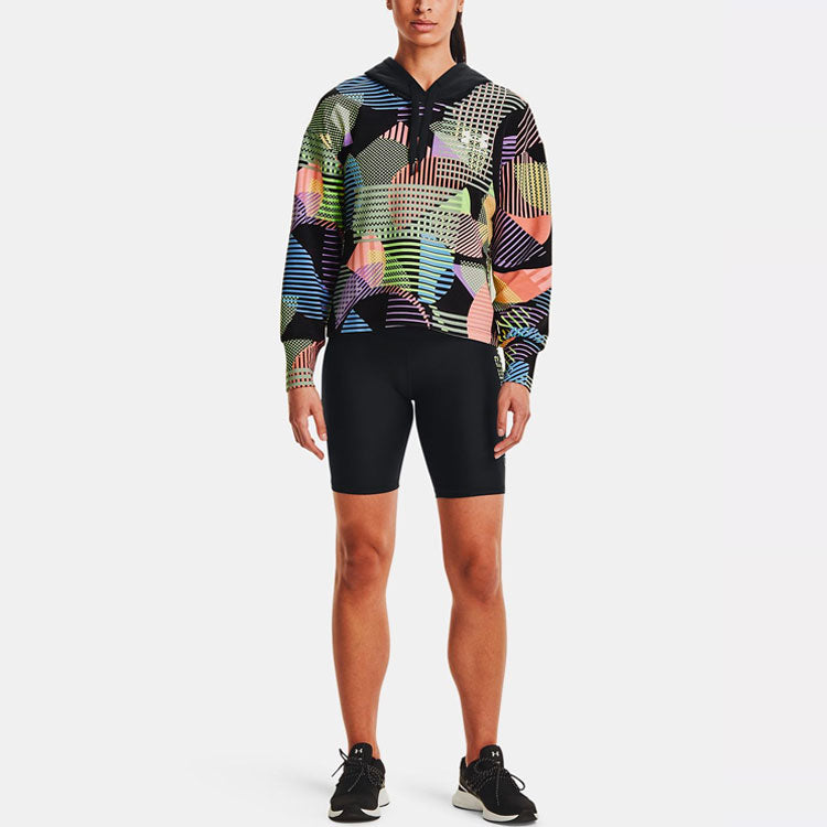 (WMNS) Under Armour Rival Terry Geo Printing Hoodie Black 1363259-001