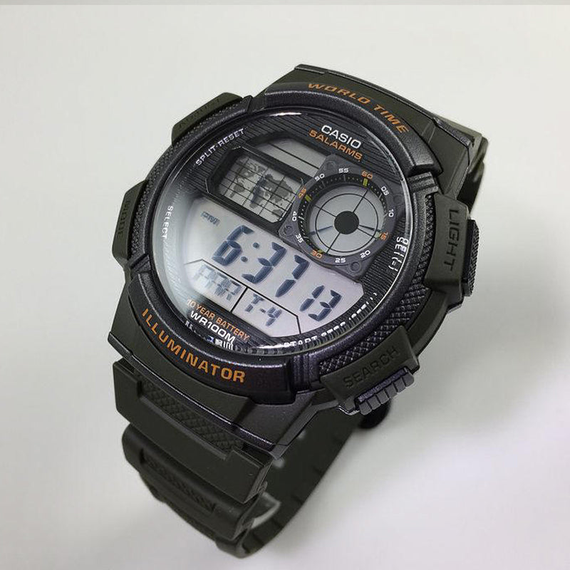 CASIO Sports Quartz Waterproof Shockproof Mens Dark Green Digital AE-1000W-3AV