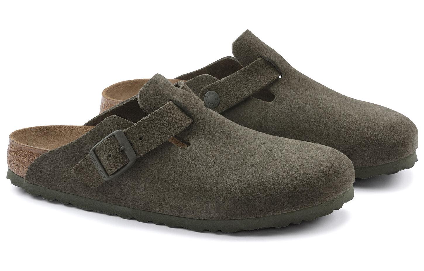 Birkenstock Boston Suede Leather Narrow Fit 'Thyme' 1024714