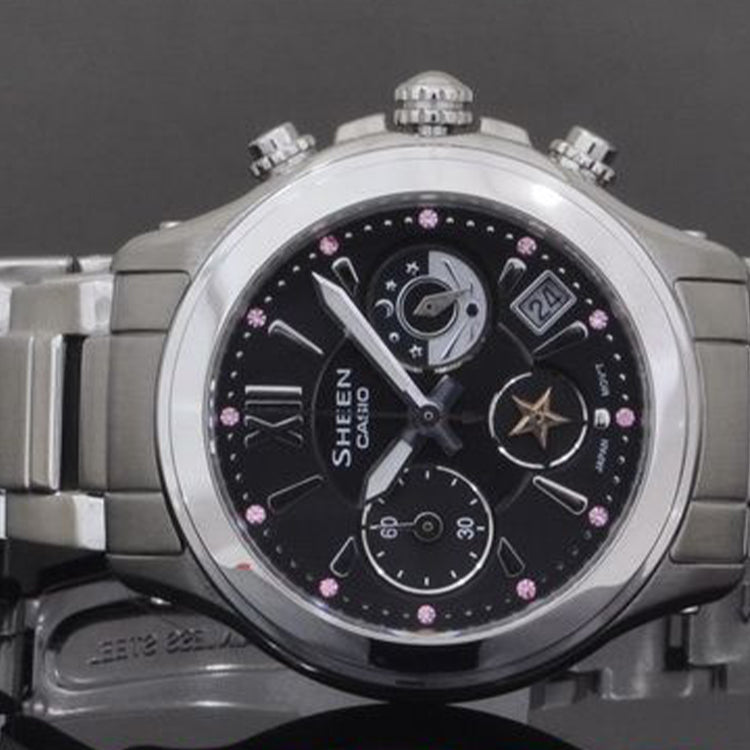 CASIO Quartz Waterproof SHEEN Stainless Steel Strap Black Analog SHN-5509D-1A