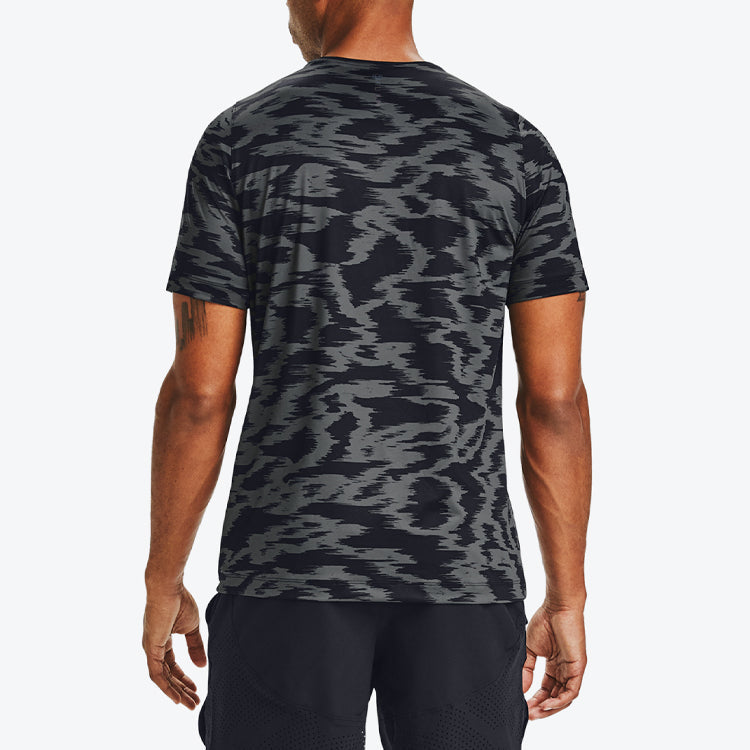 Men's Under Armour RUSH HeatGear Fitted Printing Short Sleeve Black 1351559-001