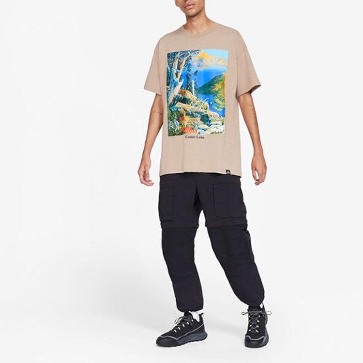 Nike ACG Crater Lake Sports Printing Pattern Round Neck Short Sleeve Khaki DA4878-247