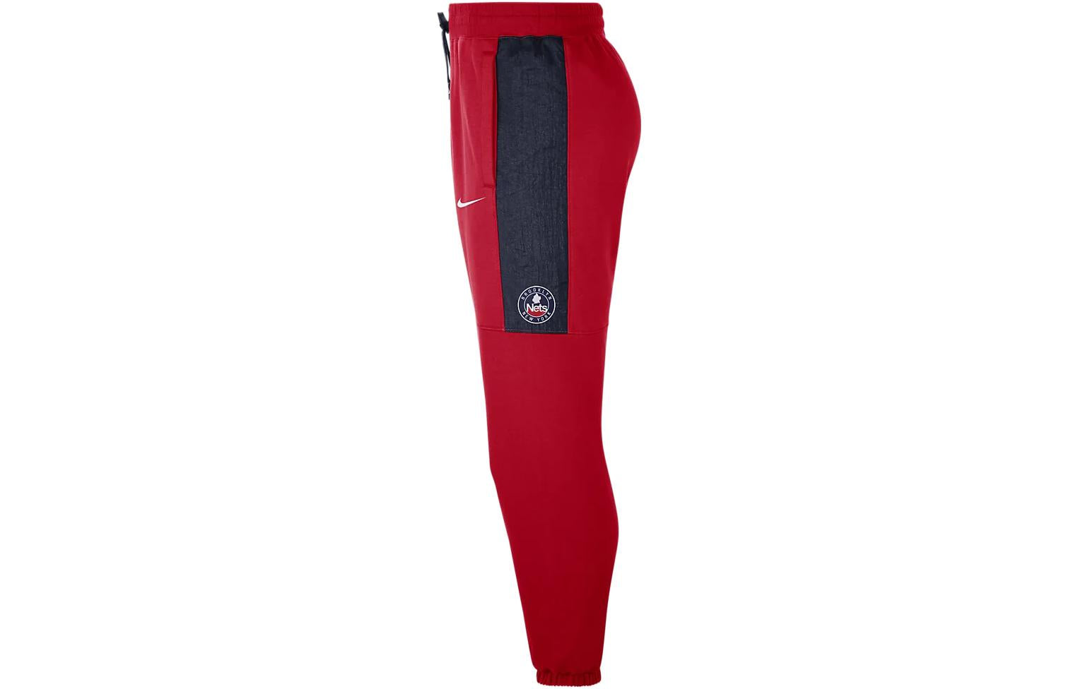 Men's Nike NBA Brooklyn Nets Contrasting Colors Logo Fleece Lacing Sports Pants/Trousers/Joggers Red DC0897-657