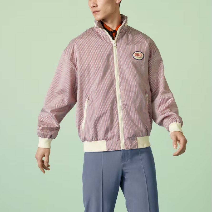 Gucci Striped Fabric Zip Jacket 'Red' 742834-ZAN70-9376