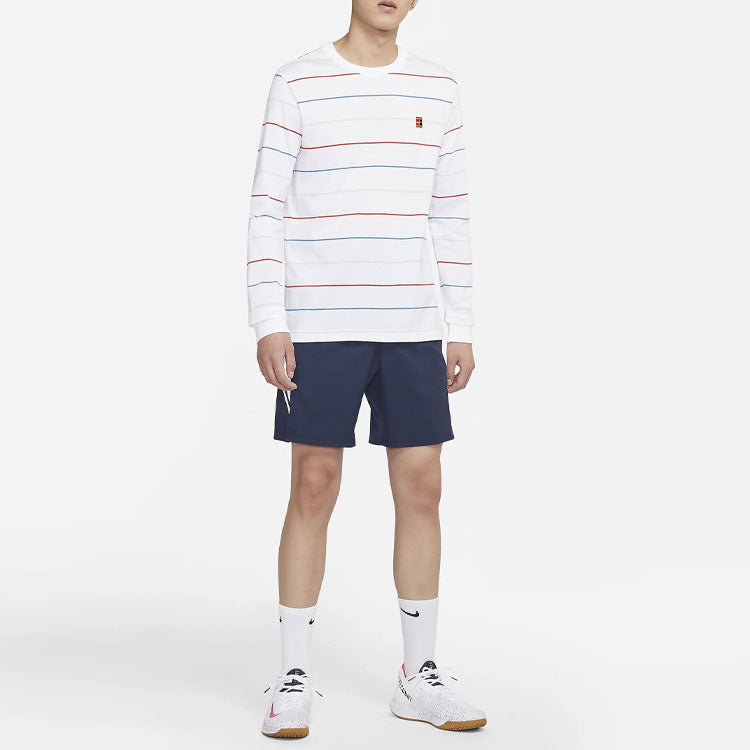 Nike Multicolor Stripe Logo Micro Mark Tennis Casual Long Sleeves White DJ2808-100