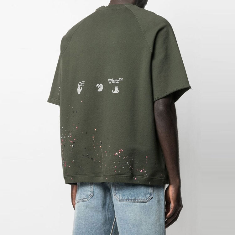 Off-White SS21 Logo Short Sleeve Loose Fit Green OMBA050S21FLE0025701