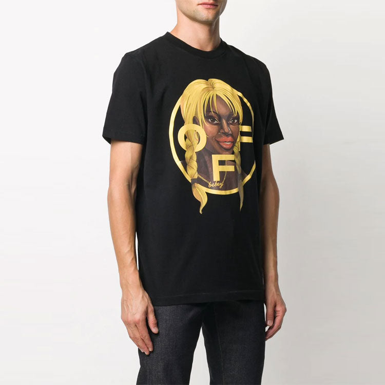 Off-White x Theophilus London Crossover Printing Casual Round Neck Short Sleeve Black OMAA027G20JER0161018