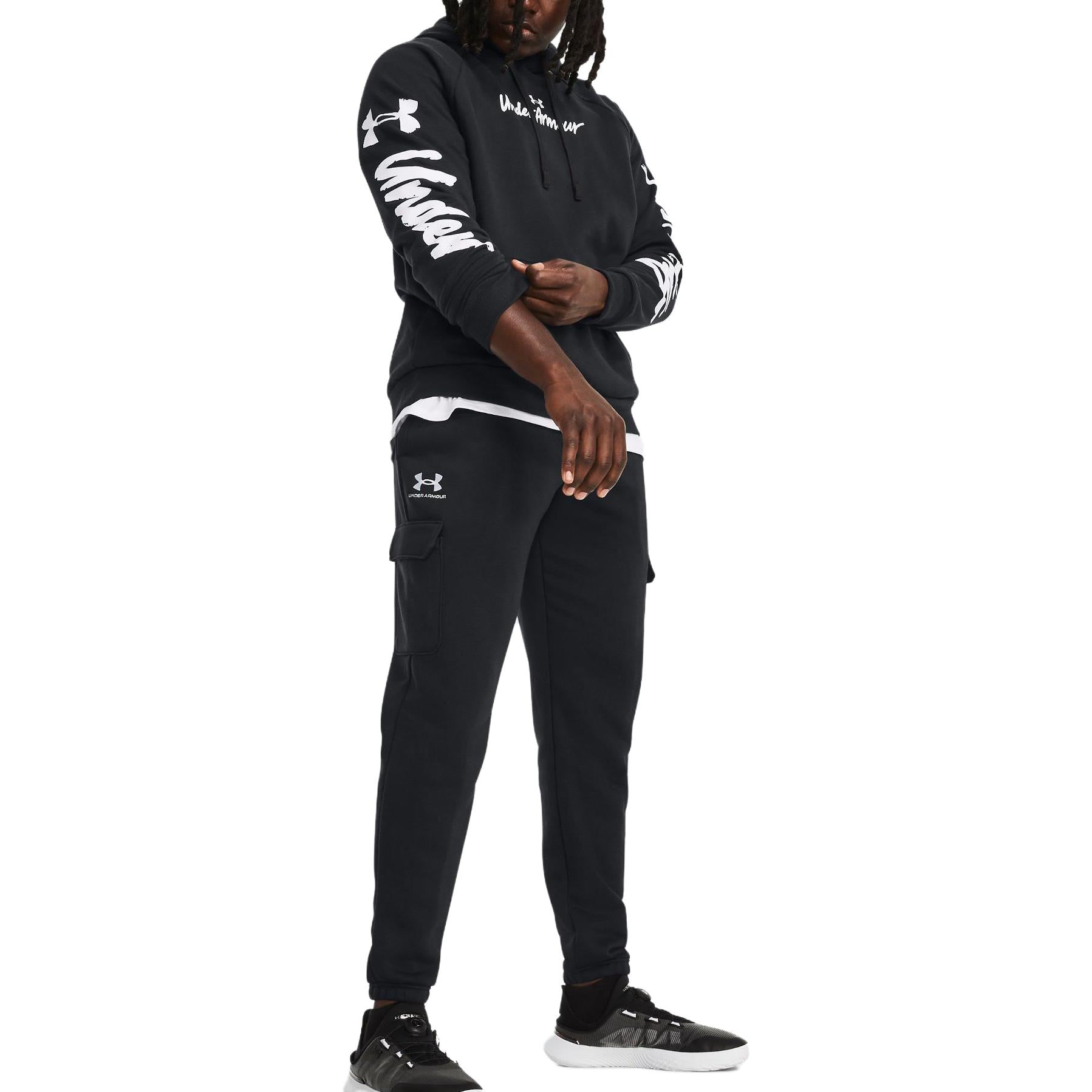 Under Armour Rival Fleece Graphic Hoodie 'Black White' 1379760-001