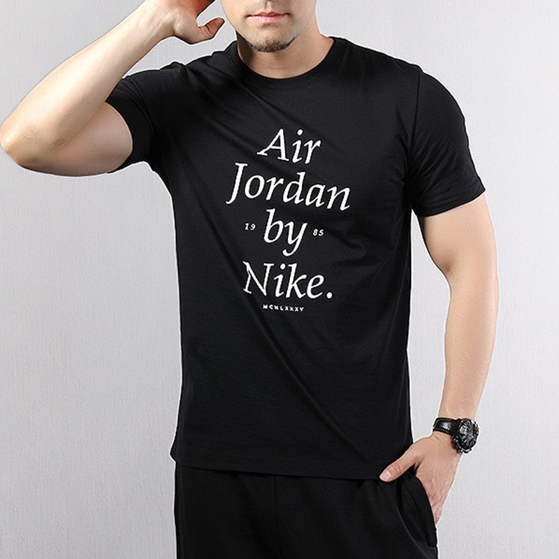 Air Jordan By Nike Alphabet Printing Short Sleeve Black AQ3761-010