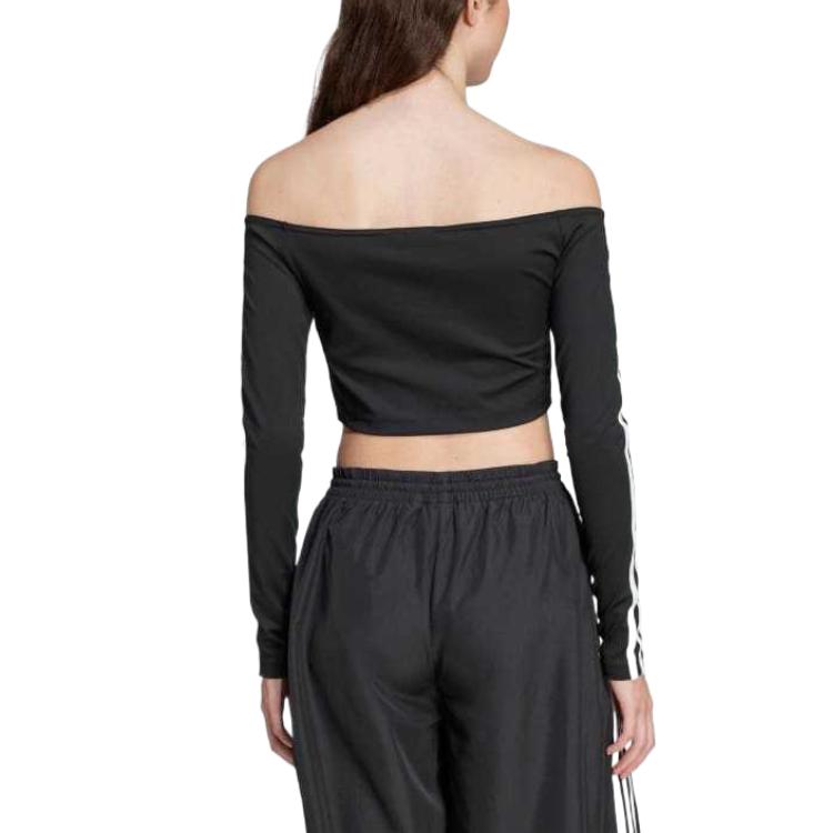 (WMNS) adidas Adicolor Off Shoulder Long Sleeve Long-Sleeve Top Asia Sizing 'Black' JD0274