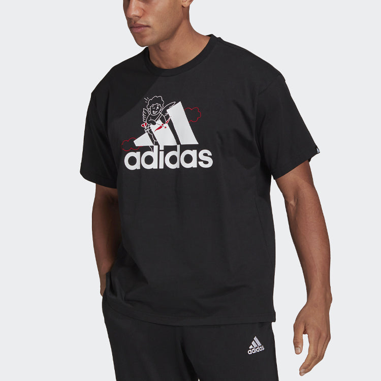 adidas U Vday T Athleisure Casual Sports Printing Pattern Short Sleeve Couple Style Black GV2911