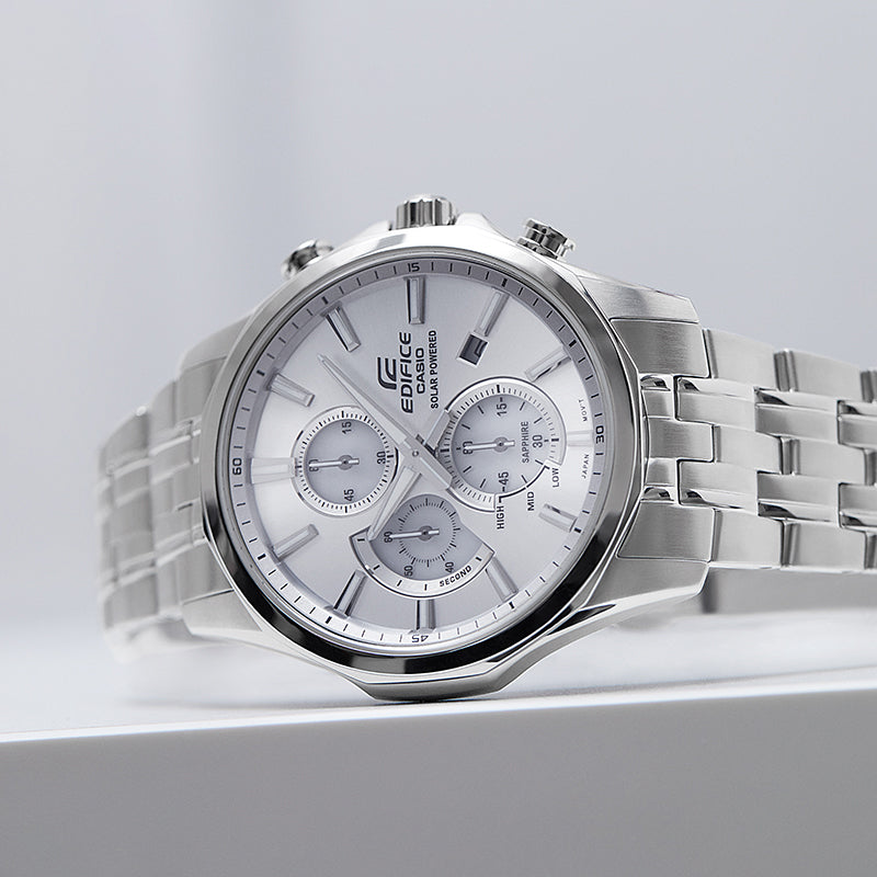 CASIO EDIFICE Series Vintage Classic Sports Stainless Steel Men's Quartz Waterproof Mens White Analog EFB-670SBS-8AVUPR