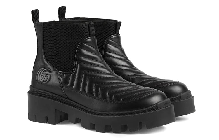 (WMNS) Gucci Matelassé Chelsea Boot 'Triple Black' 643958-DH7D0-1000