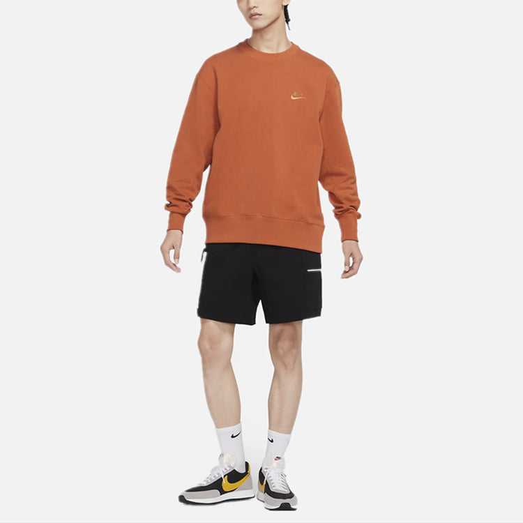 Men's Nike Sportswear Logo Casual Sports Round Neck Pullover Orange DA0022-881
