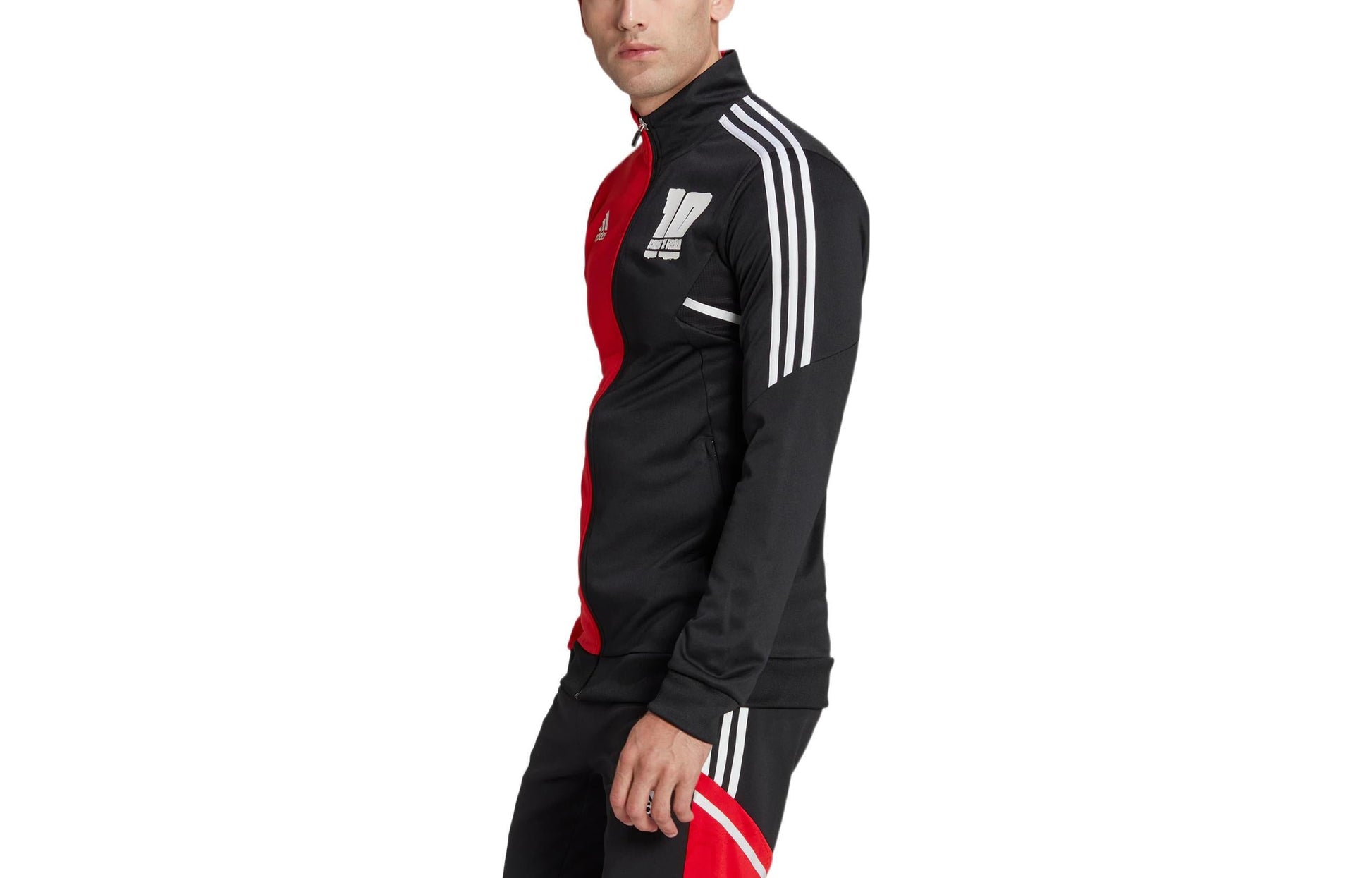 Men's adidas Logo Printing Pattern Slim Fit Zipper Cardigan Stand Collar Jacket Colorblock HI3789