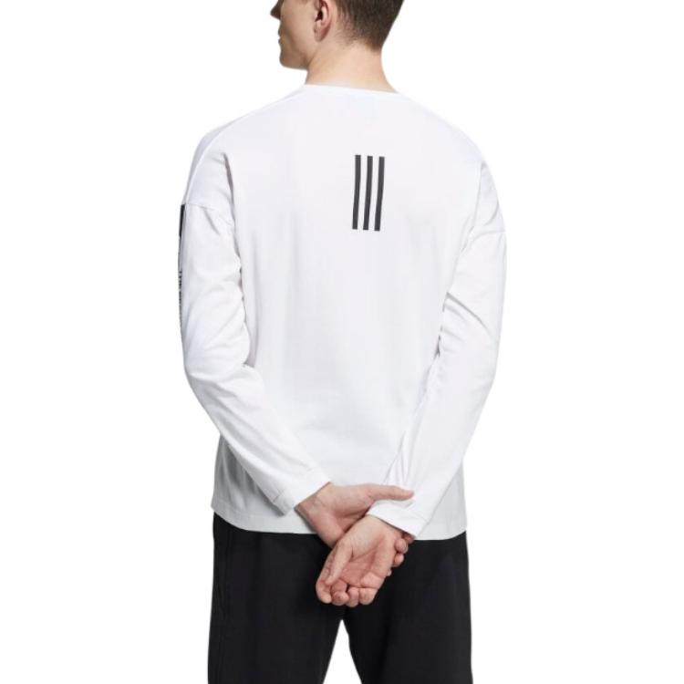 Men's adidas Alphabet Printing Round Neck Pullover Long Sleeves Japanese Version White T-Shirt HD0055