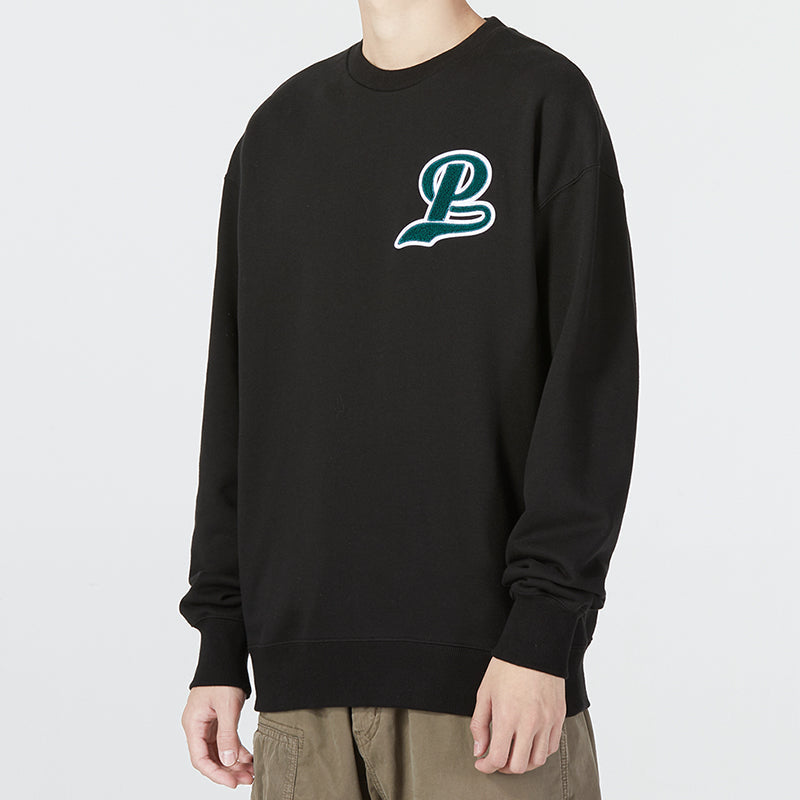PUMA Team Crew Logo Sweatshirt 'Black Green' 539268-01