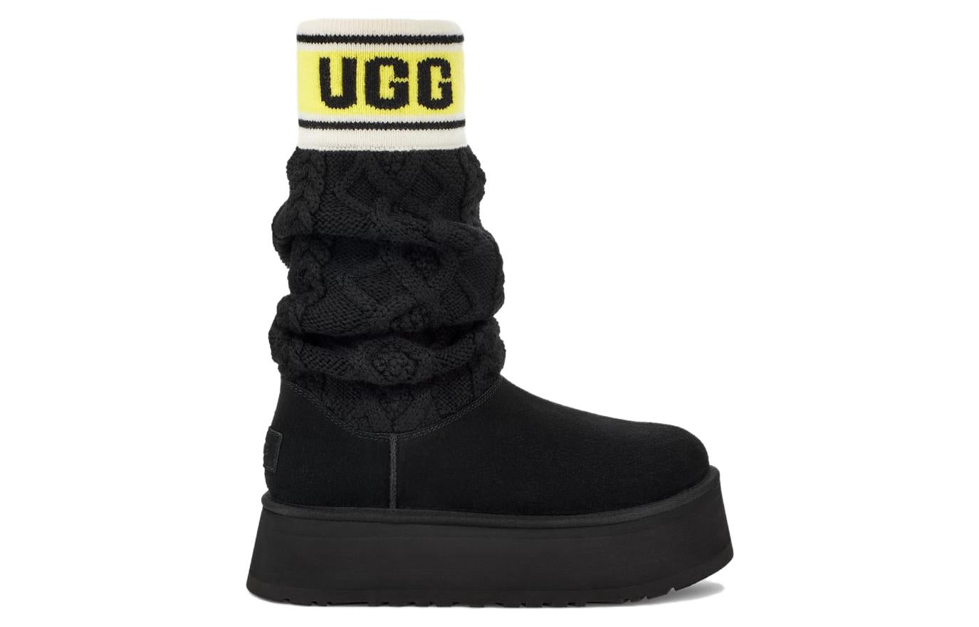 (WMNS) UGG Classic Sweater Letter Boot 'Black' 1144045-BLK