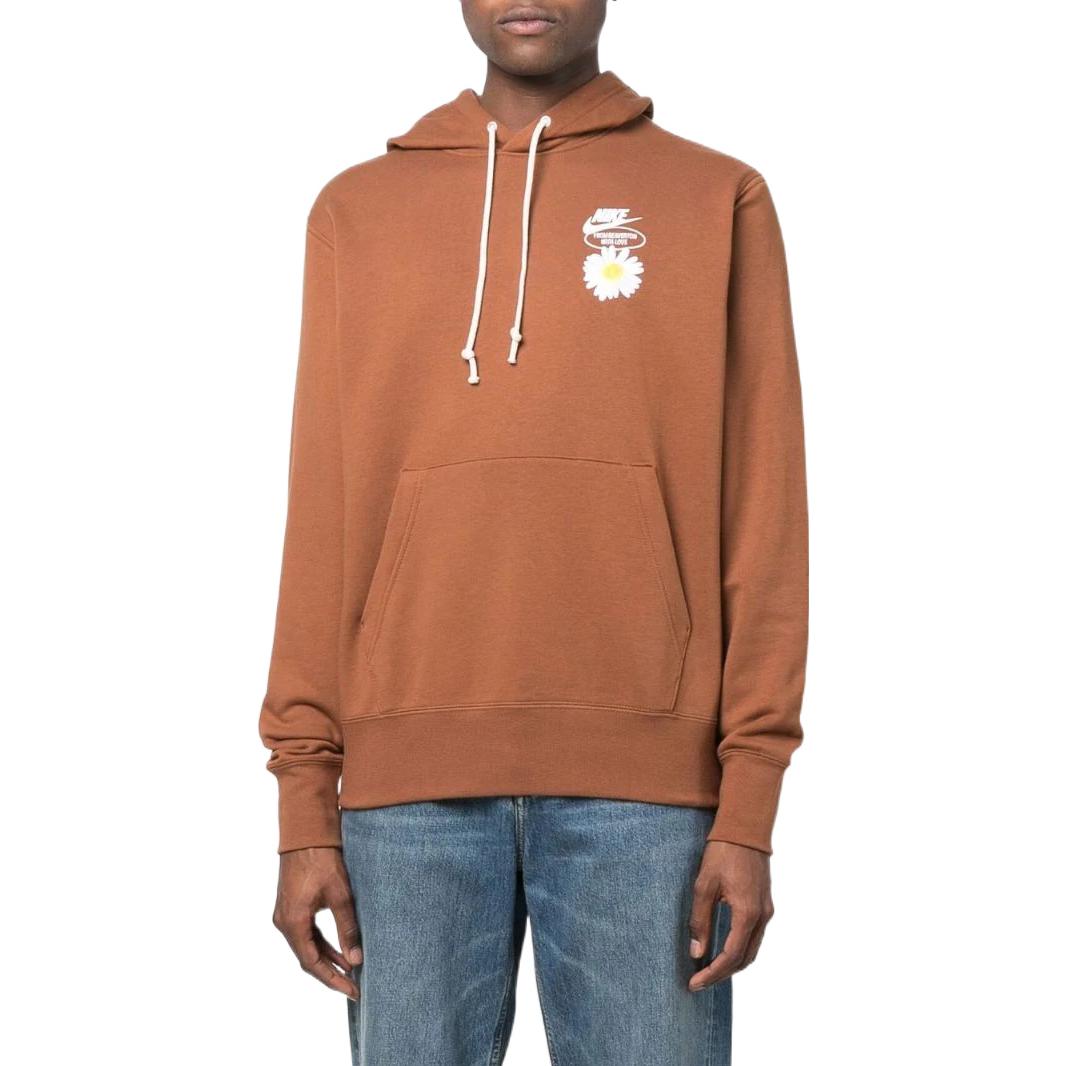 Nike Flowers Pattern Printing Pullover Hooded Long Sleeves Hoodie Men's Light Brown DM4992-204