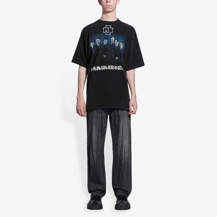 Men's Balenciaga Rammstein Germany Band Crossover Short Sleeve Black 651795TLV511000