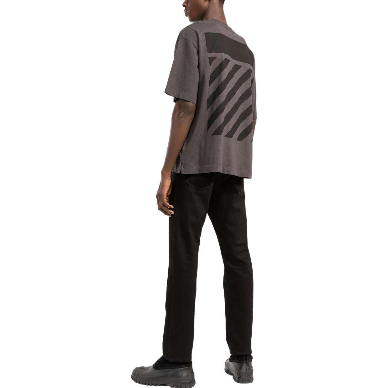 Men's Off-White SS22 Back Classic Logo Printing Round Neck Short Sleeve Ordinary Version Brown T-Shirt OMAA120C99JER0041010