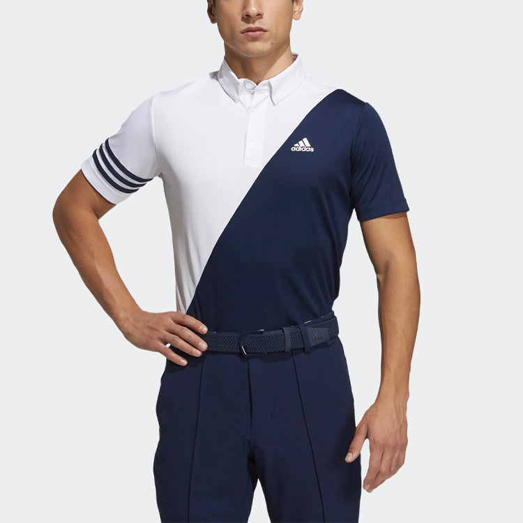adidas Tr Polo Ss Contrasting Colors Casual Golf Short Sleeve Polo Shirt White Blue Colorblock GM3658