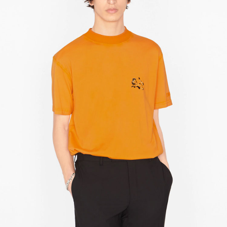 Men's DIOR x PETER DOIG Crossover Loose Solid Color Logo Embroidered Short Sleeve Yellow 143J649A0677-C282