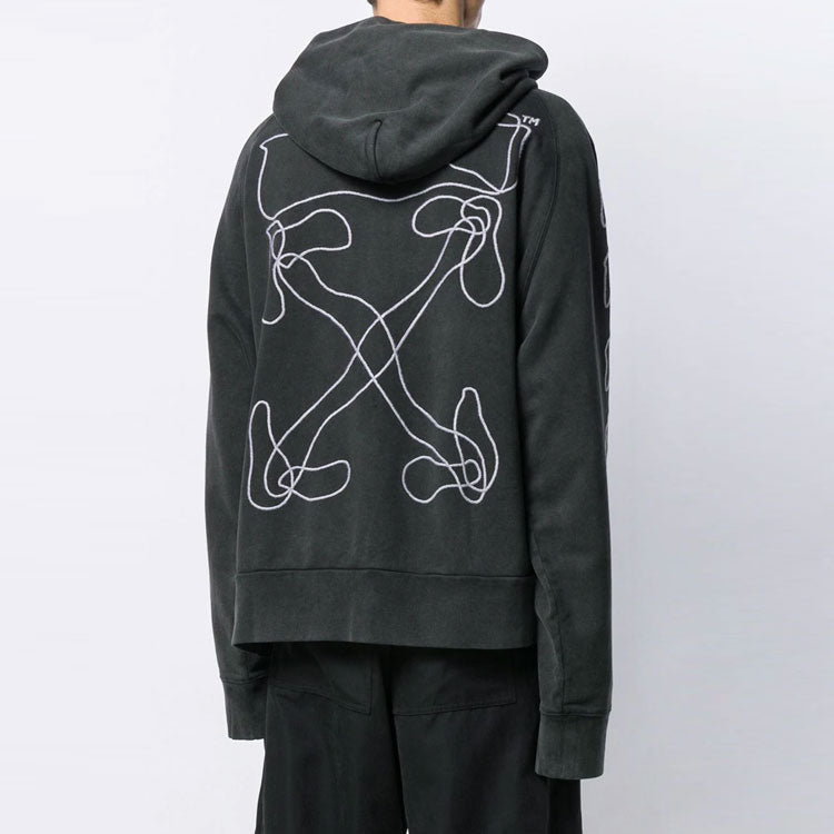 Off-White Abstract Arrows Arrow Washed Distress Zipper Ordinary Version Black OMBE007F19E300111001