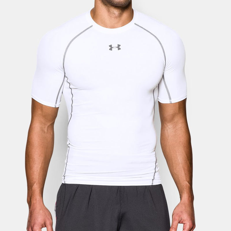 Men's Under Armour Training Sports Tight Short Sleeve Tops White 1257468-100