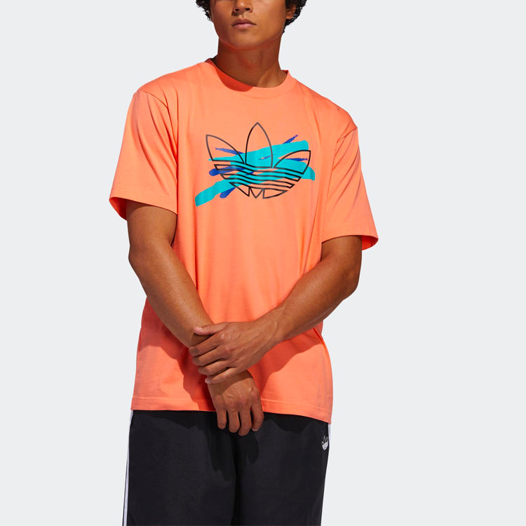 adidas originals Logo Printing Sports Round Neck Short Sleeve Orange FM1545