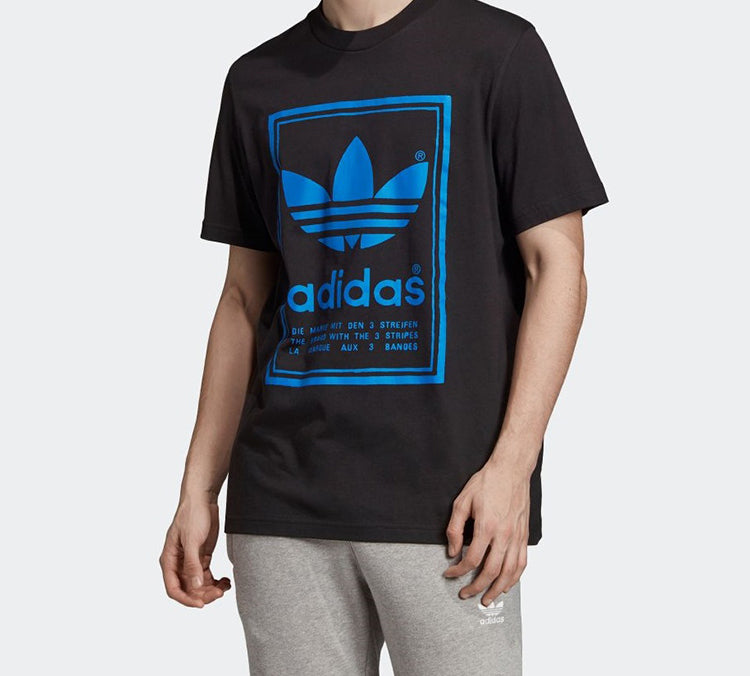 adidas originals Classic Logo Sports Round Neck Short Sleeve Black ED6918