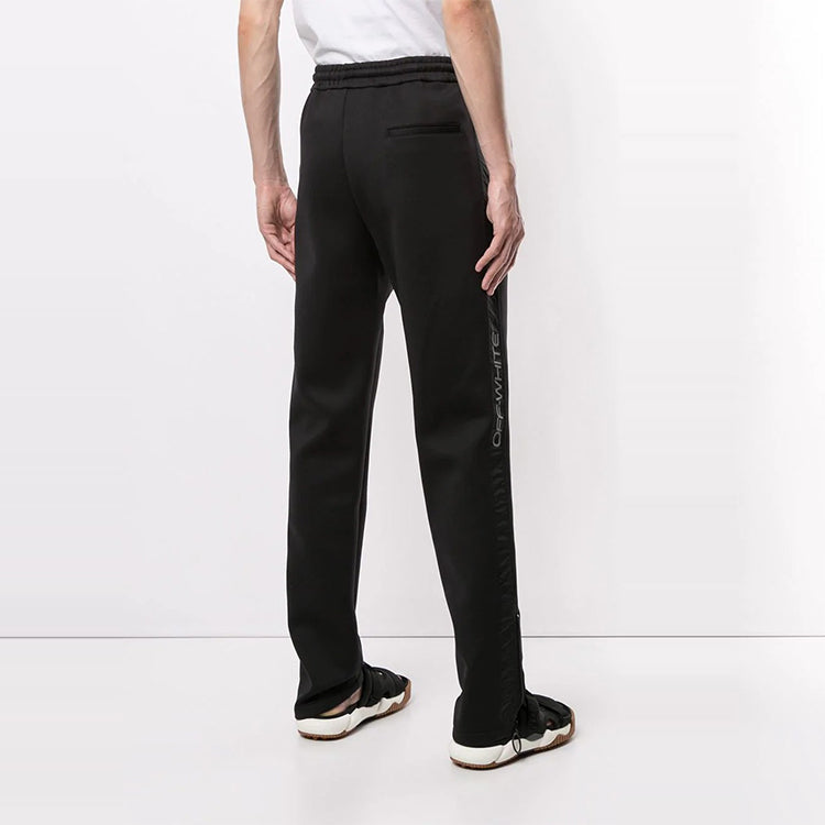 Men's Off-White logo Side Black Sports Pants/Trousers/Joggers OMCA118R20G430291091