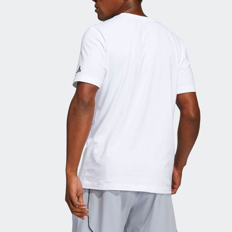 Men's adidas Anime Character Printing Logo Embroidered Round Neck Short Sleeve White T-Shirt HF1733