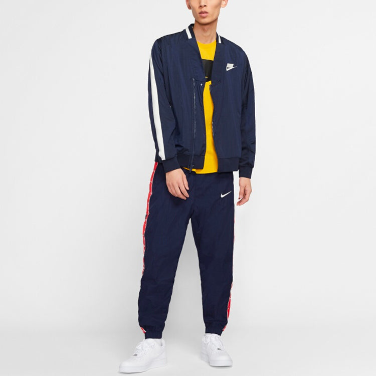 Nike Sportswear Nsw logo Printing Contrasting Colors Woven Jacket Navy Blue CJ5045-410