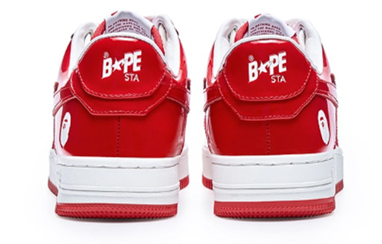 (WMNS) A BATHING APE Bape Sta Leather Low 'Red White' 1I70-291-021-REDW