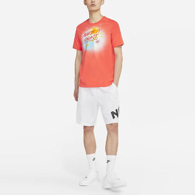 Nike Sportswear Splash Ink Alphabet Printing Sports Short Sleeve Orange DJ5361-840