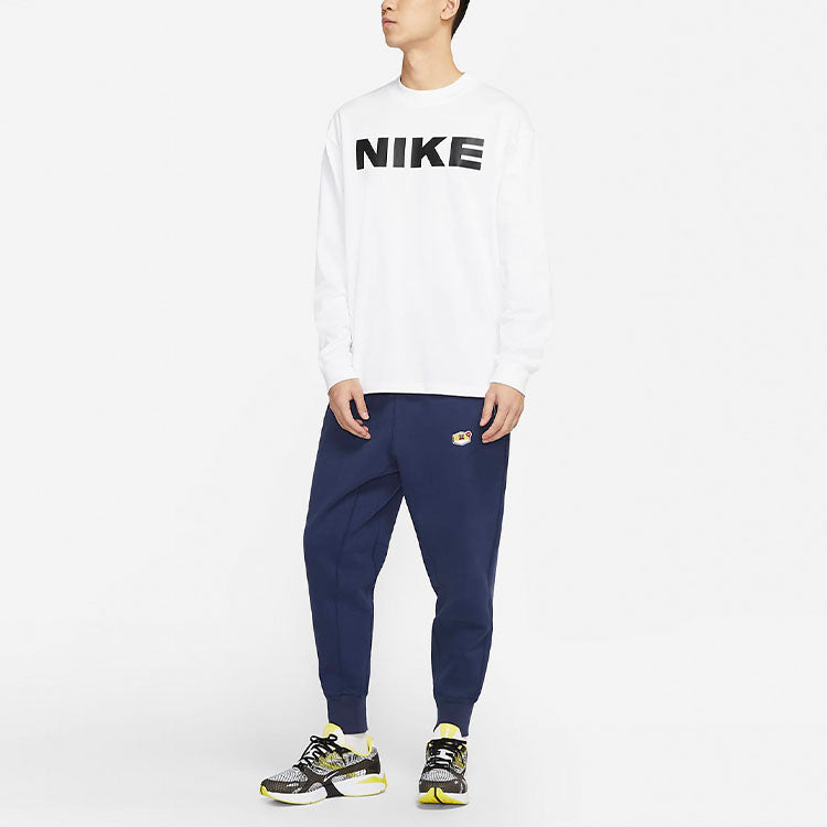 Nike Sportswear Airmoji Embroidered Bundle Feet Knit Sports Pants Navy Blue Dark  CU4262-410