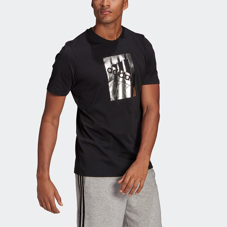 adidas M Bx Fl T Logo Printing Sports Gym Round Neck Short Sleeve Black GL3033