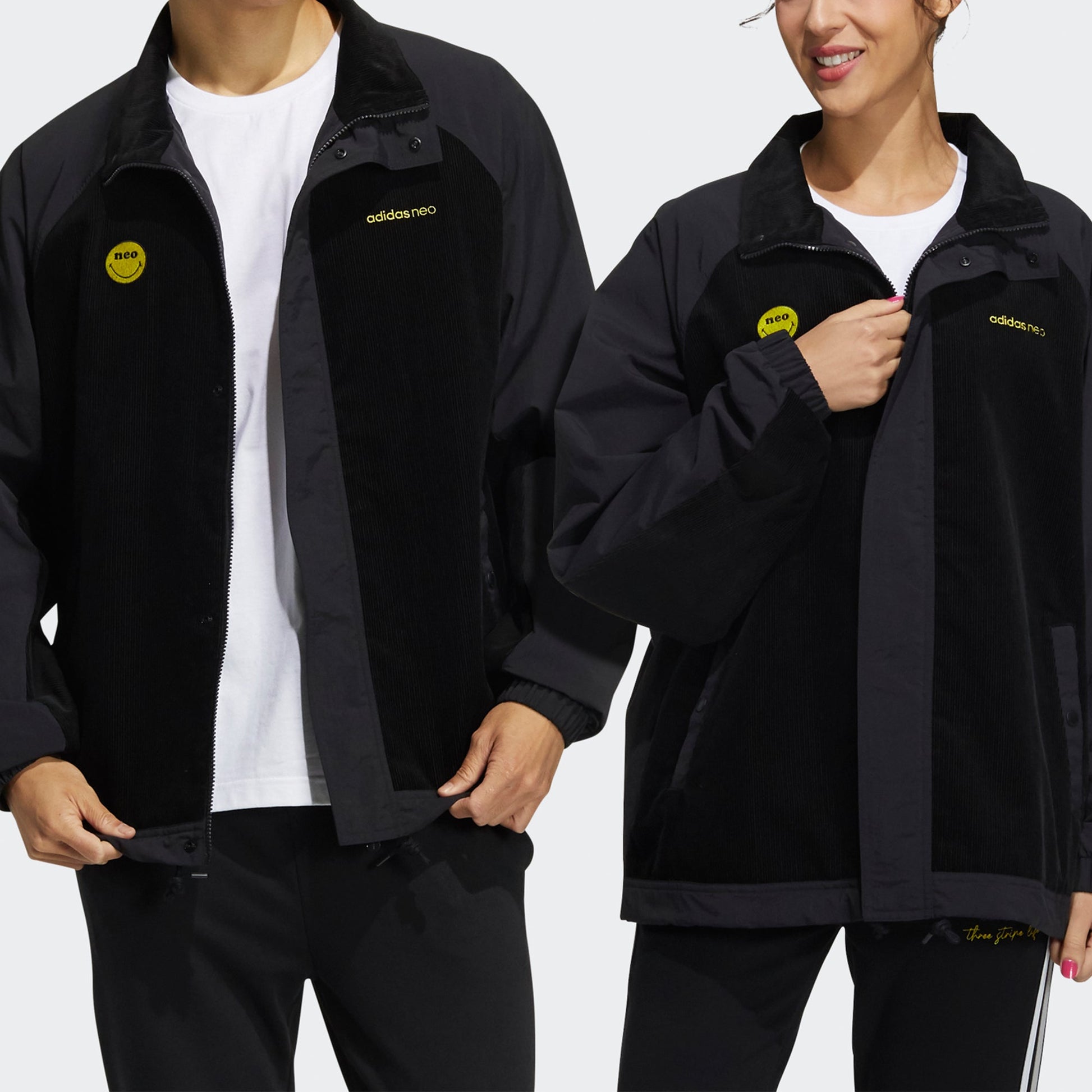 adidas neo U Smly Jkt Colorblock Casual Stand Collar Jacket Black H58046