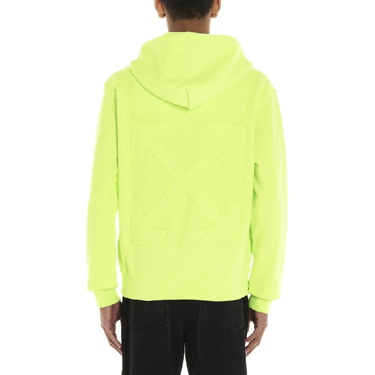Off-White Embroidery Arrow Kangaroo Pocket Hooded Pullover Men Green OMBB034R20D250326291