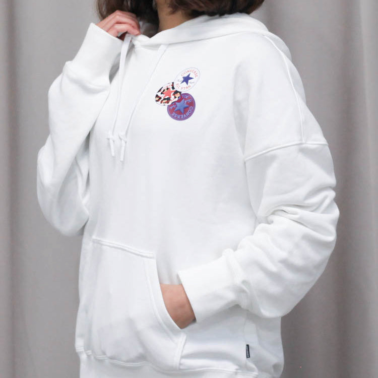 (WMNS) Converse Logo Print Hooded Drawstring Sweatshirt White 10020737-A03