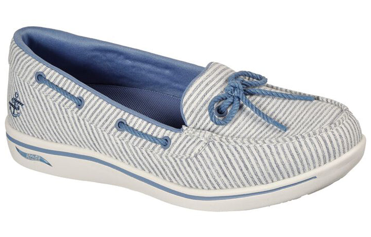 (WMNS) Skechers Arch Fit Uplift 'White Grey Blue' 136601-BLW