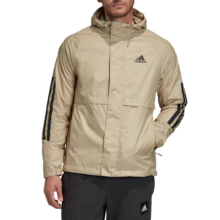 adidas BSC 3S WIND JKT Outdoor Sports Hooded Jacket Khaki FI0624